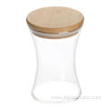 Hourglass-Shaped Glass Jar with Bamboo lid